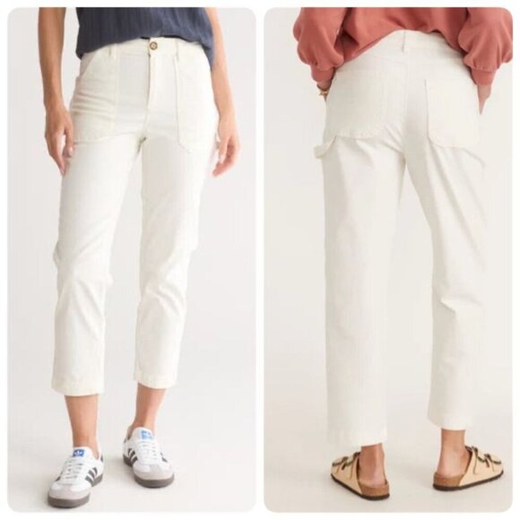 Marine Layer Maya Slim Straight Leg Utility Pant Size 4 Antique White - Picture 1 of 11